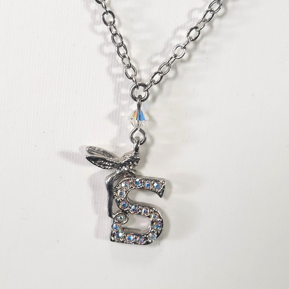 Kirks Folly Fairy Initial S Pendant Necklace Women Silver Aurora Borealis